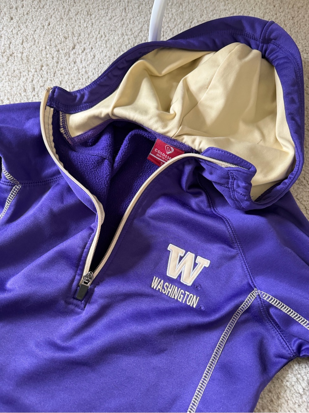 University of Washington Purple Pullover Hoodie with Cream Lining